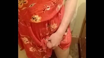 SissyToes in "his" girly dress showing off "his" tiny, clitty cock!!!!
